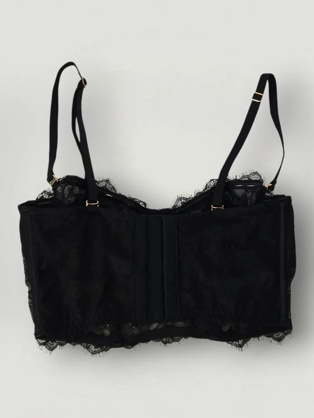 Victoria's Secret VS Archives Rose Lace Bustier Bra Top Black 32C Corsetcore